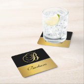 Elegant "B" Monogram op persoonlijke titel Zwart g Kartonnen Onderzetters (Insitu)