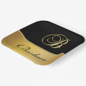 Elegant "B" Monogram op persoonlijke titel Zwart g Papieren Bordje (Gebogen)