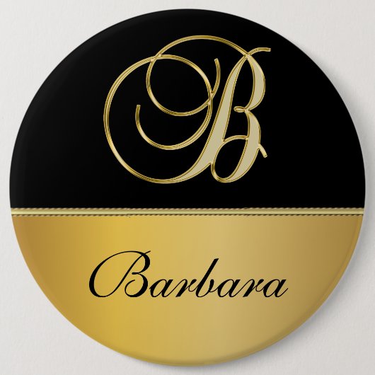 Elegant "B" Monogram op persoonlijke titel Zwart g Ronde Button 6,0 Cm (Voorkant)