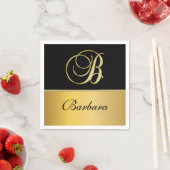 Elegant "B" Monogram op persoonlijke titel Zwart g Servet (Insitu)
