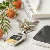 Elegant "B" Monogram op persoonlijke titel Zwart g Sleutelhanger (Zijkant)