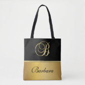 Elegant "B" Monogram op persoonlijke titel Zwart g Tote Bag (Voorkant)