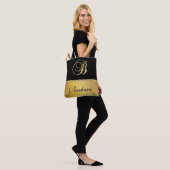 Elegant "B" Monogram op persoonlijke titel Zwart g Tote Bag (Op model)