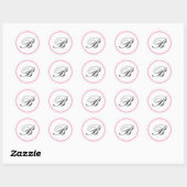 Elegant "B" monogram sticker: Roze en zwart Ronde Sticker (Vel)