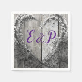 Elegant B&W bloemenhars rustige schuur bruiloft Servet (Voorkant)