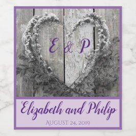 Elegant B&W bloemenhars rustige schuur bruiloft Wijn Etiket