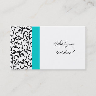 Elegant B & W Blue Visitekaartje Modern Damask