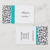 Elegant B & W Blue Visitekaartje Modern Damask (Voorkant / Achterkant)