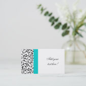 Elegant B & W Blue Visitekaartje Modern Damask (Staand voorkant)