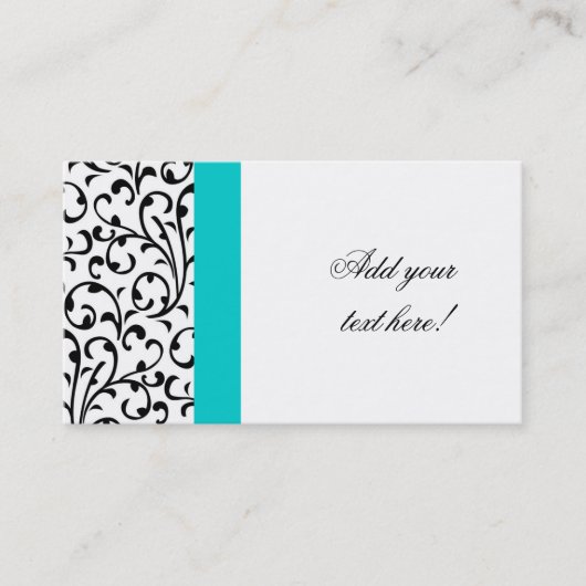 Elegant B & W Blue Visitekaartje Modern Damask (Voorkant)