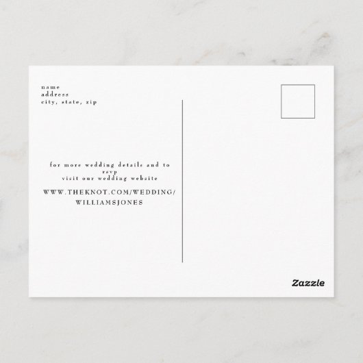 Elegant B/W-paar foto Opslaan datum Briefkaart (Achterkant)