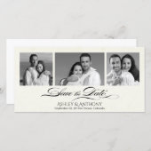 Elegant B&W Photo Collage Wedding Save the Date (Voorkant / Achterkant)