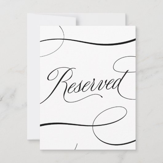 Elegant B & W Script Bruiloft Gereserveerd Tafelte (Voorkant)