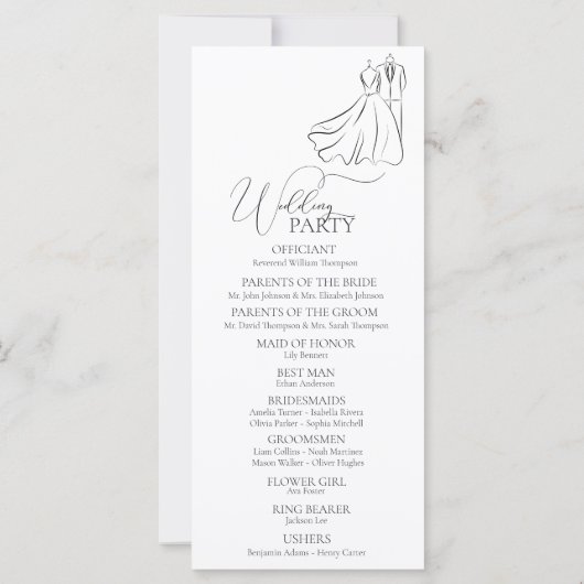 Elegant B&W Tux & Jurk Ceremonie Trouwprogramma (Achterkant)