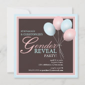 Elegant Baby Ballon Gender Reopenbaart Uitnodiging (Voorkant)