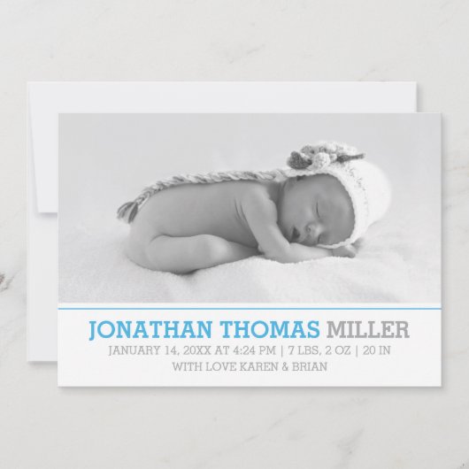 Elegant Baby Birth Announcement Photo Card Aankondiging (Voorkant)