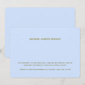 Elegant Baby Blauw Geboorte Aankondiging (Voorkant / Achterkant)