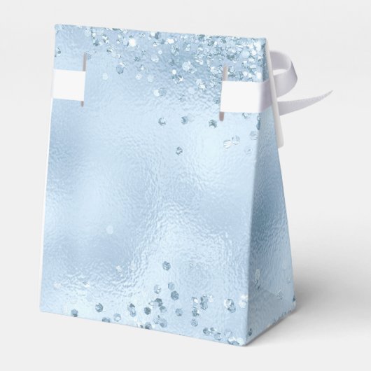 Elegant Baby Blauw Glitter en Folie Bruiloft Bedankdoosjes (Achterkant)
