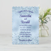 Elegant Baby Blauw Glitter en Folie Bruiloft Kaart (Staand voorkant)