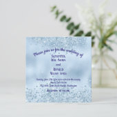 Elegant Baby Blauw Glitter en Folie Bruiloft Kaart (Staand voorkant)