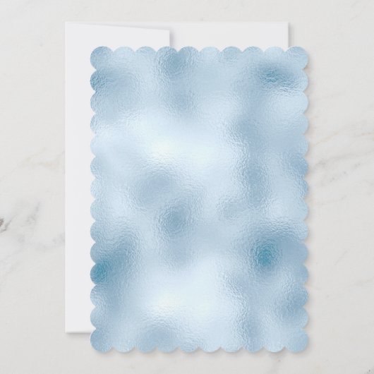 Elegant Baby Blauw Glitter en Folie Bruiloft Kaart (Achterkant)