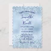 Elegant Baby Blauw Glitter en Folie Bruiloft Kaart (Voorkant)