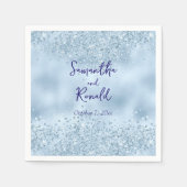 Elegant Baby Blauw Glitter en Folie Bruiloft Servet (Voorkant)