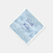 Elegant Baby Blauw Glitter en Folie Bruiloft Servet (Hoek)