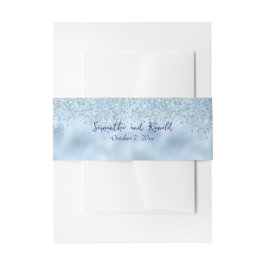 Elegant Baby Blauw Glitter en Folie Bruiloft Uitnodigingen Wikkel