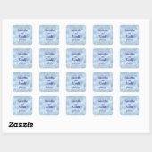 Elegant Baby Blauw Glitter en Folie Bruiloft Vierkante Sticker (Vel)