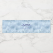 Elegant Baby Blauw Glitter en Folie Bruiloft Waterfles Etiket (Enkel label)