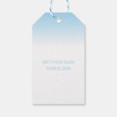 Elegant Baby Blauw Kruis DANK U Doop Jongen Cadeaulabel (Achterkant)