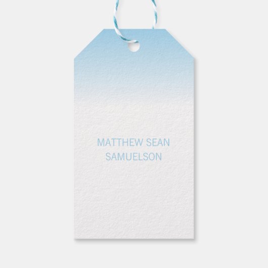 Elegant Baby Blauw Kruis DANK U Doop Jongen Cadeaulabel (Achterkant)