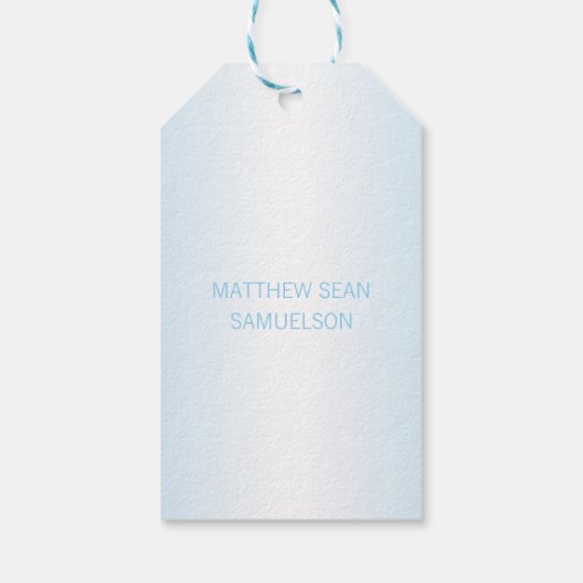 Elegant Baby Blauw Kruis DANK U doopjongen Cadeaulabel (Achterkant)