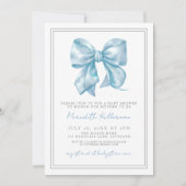 Elegant Baby Blue Bow Baby shower Kaart (Voorkant)