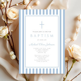 Elegant Baby Blue Boy Baptism Kaart