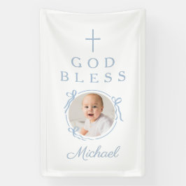 Elegant Baby Blue Boy God Bless Photo Spandoek