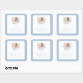 Elegant Baby Blue Boy Photo Baptism Vierkante Sticker (Vel)