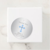Elegant Baby Blue Cross Baptism/Christening Boy Bedankjes Labels (In situ)