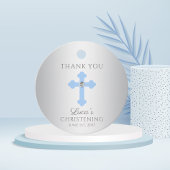 Elegant Baby Blue Cross Baptism/Christening Boy Bedankjes Labels