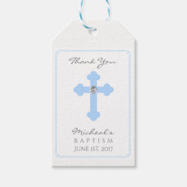 Elegant Baby Blue Cross Baptism/Christening Boy Cadeaulabel