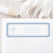Elegant Baby Blue Cross Boy Baptism Address Etiket (Insitu)