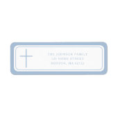 Elegant Baby Blue Cross Boy Baptism Address Etiket (Voorkant)