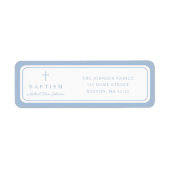 Elegant Baby Blue Cross Boy Baptism Address Etiket (Voorkant)