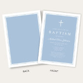 Elegant Baby Blue Cross Boy Baptism Kaart
