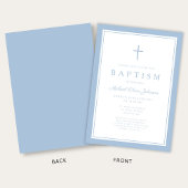 Elegant Baby Blue Cross Boy Baptism Kaart