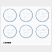 Elegant Baby Blue Cross Boy Baptism Ronde Sticker (Vel)