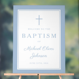 Elegant Baby Blue Cross Boy Baptism Welcome Acryl Bord