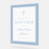 Elegant Baby Blue Cross Boy Baptism Welcome Acryl Bord (Hoek)