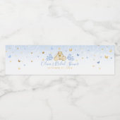 Elegant Baby Blue en Gold Princess Carriage Waterfles Etiket (Enkel label)